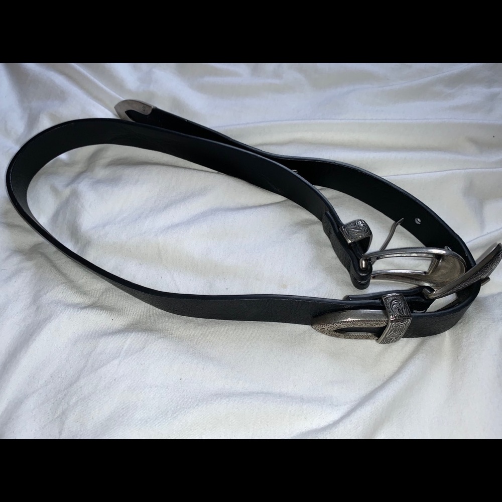 Black Western Belt with Silver Buckle